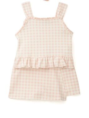 Draper James Pink Gingham Wrap Skort Set